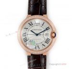 (CR) Swiss Grade 1 Ballon Bleu De Cartier Copy Watch Brown Leather Strap